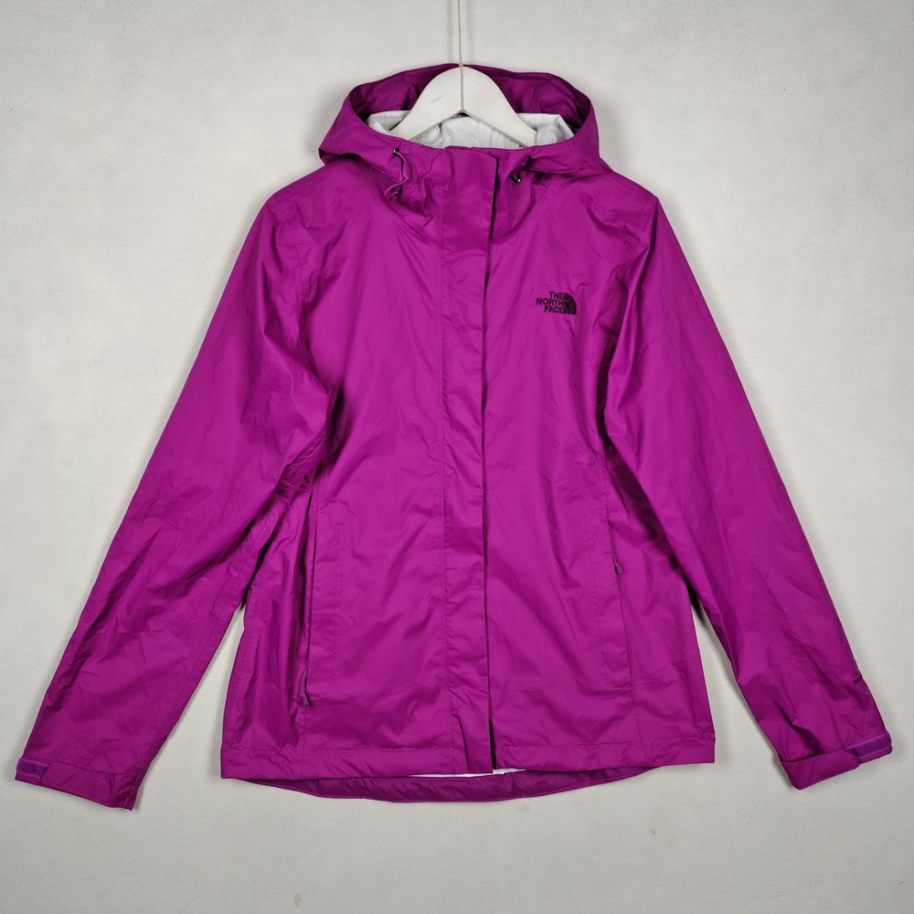 The North Face Womens Magenta Hooded Zip Front Shell Jacket Windbreaker M/M